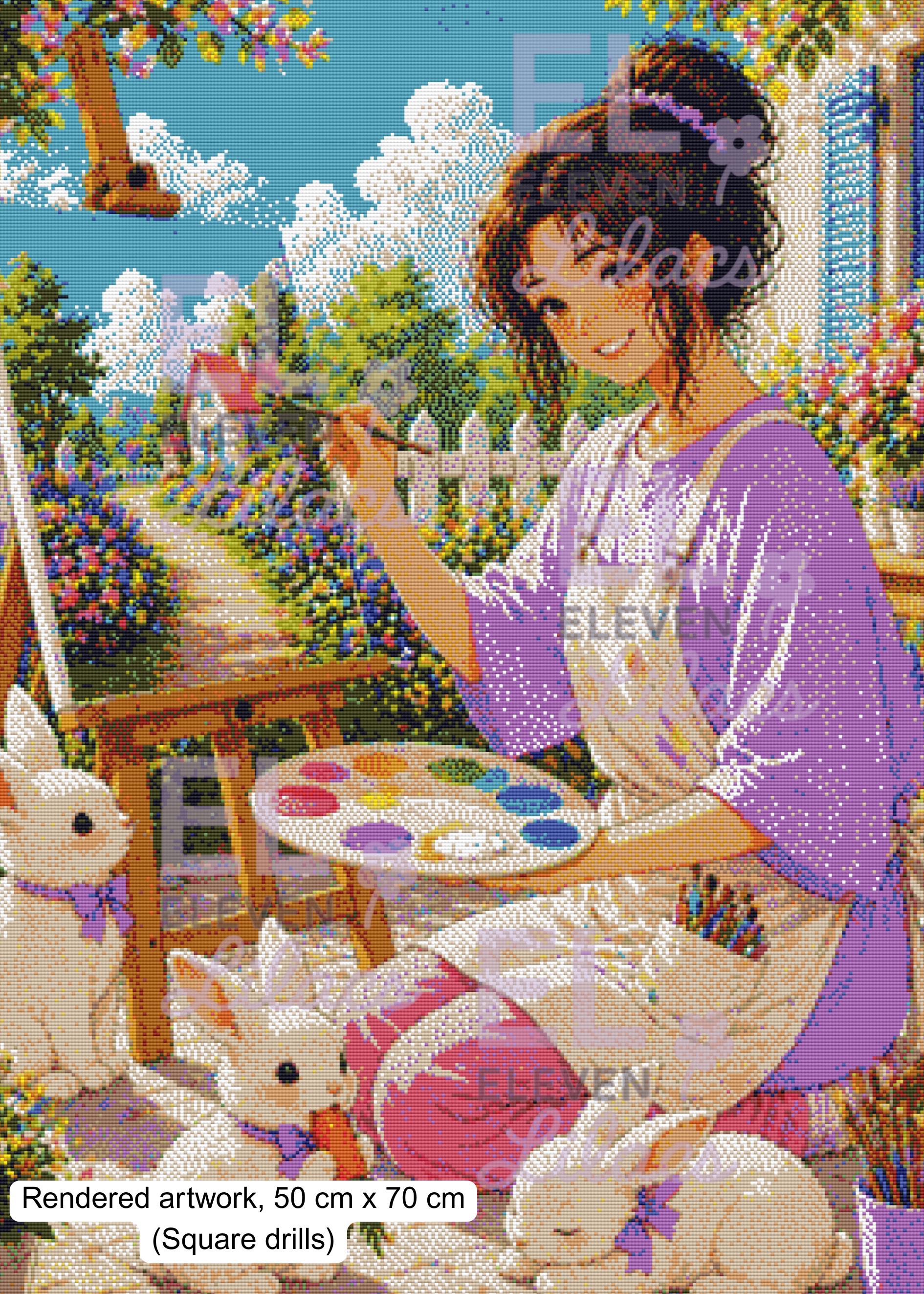 Elara's Painting Day Diamond Art Kit, Bunnies and Painting Art - Eleven Lilacs