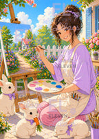 Elara's Painting Day Diamond Art Kit, Bunnies and Painting Art - Eleven Lilacs