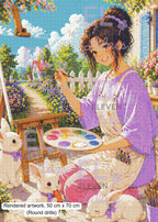 Elara's Painting Day Diamond Art Kit, Bunnies and Painting Art - Eleven Lilacs