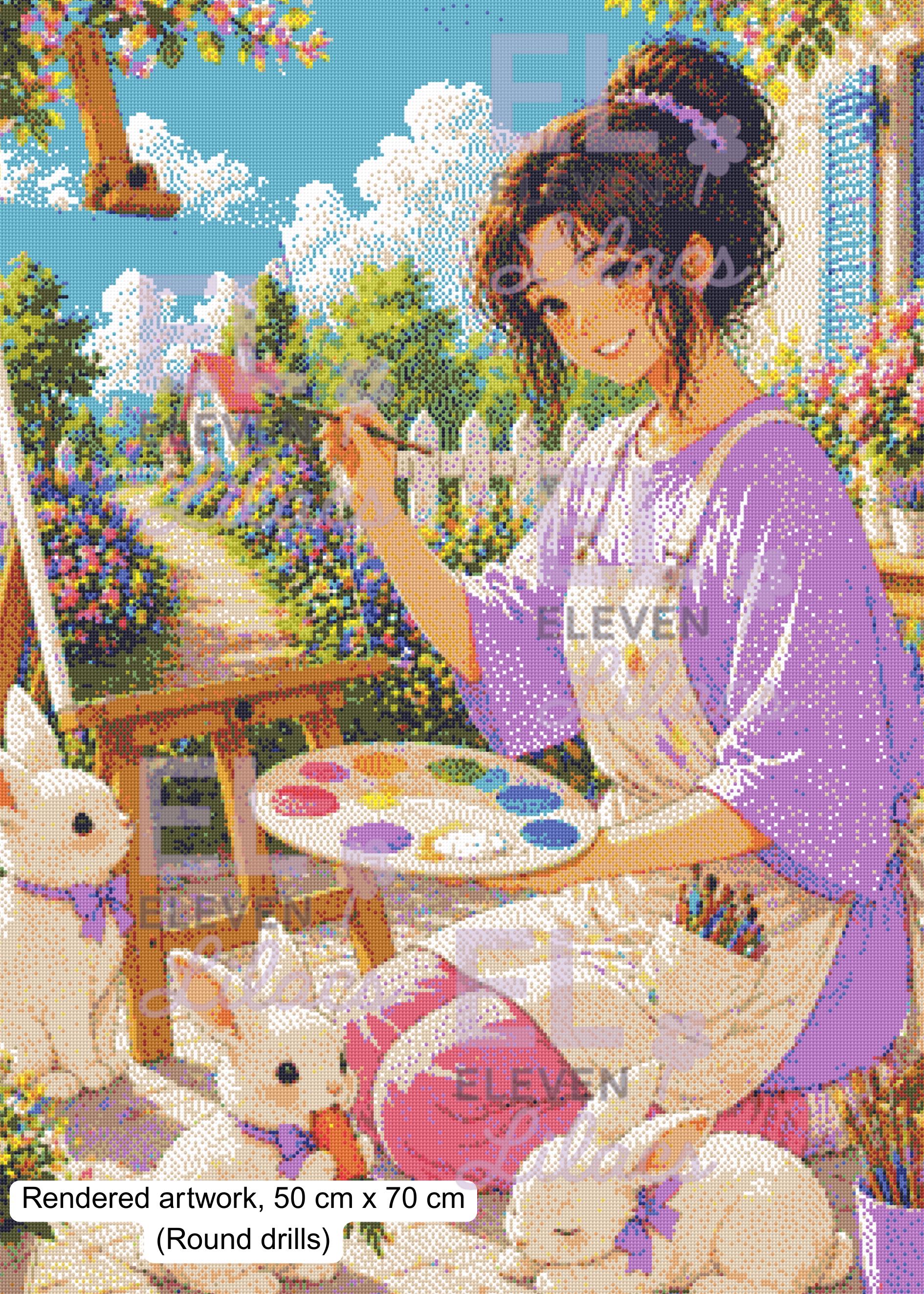 Elara's Painting Day Diamond Art Kit, Bunnies and Painting Art - Eleven Lilacs
