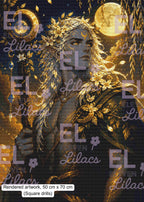 Elarion Moonborn Prince Diamond Painting Kit, Celestial Fantasy Art, Moon Guardian - Eleven Lilacs
