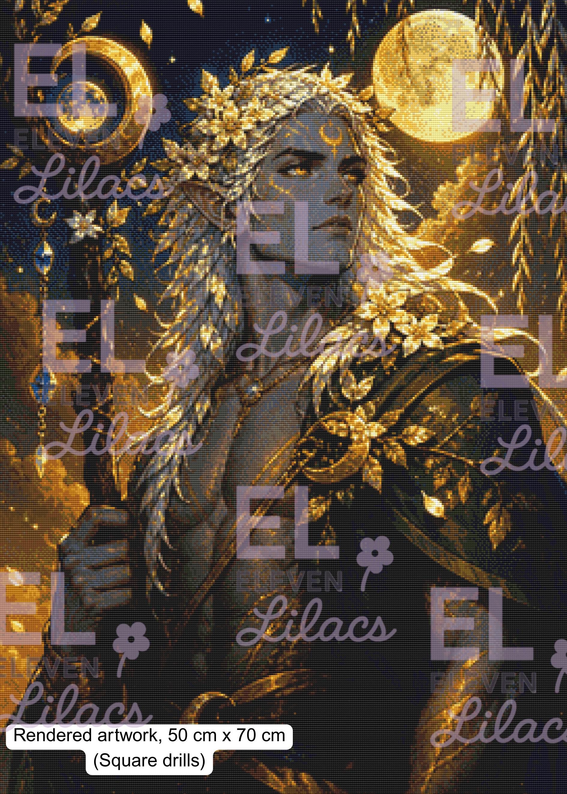 Elarion Moonborn Prince Diamond Painting Kit, Celestial Fantasy Art, Moon Guardian - Eleven Lilacs