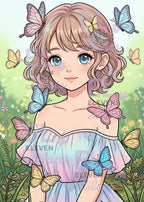 Fiora Butterfly Girl Diamond Painting Kit, Butterflies and Girt Diamond Art - Eleven Lilacs
