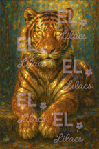 Golden Tiger Diamond Painting Kit, Majestic Wall Art - Eleven Lilacs