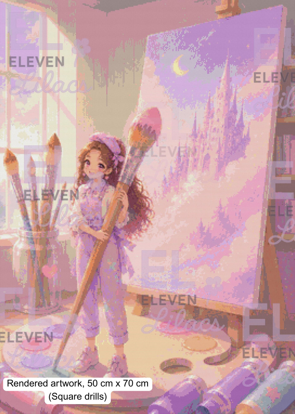 Her Tiny World of Art Diamond Painting Kit, Miniature Storybook Fantasy Art - Eleven Lilacs