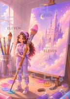 Her Tiny World of Art Diamond Painting Kit, Miniature Storybook Fantasy Art - Eleven Lilacs