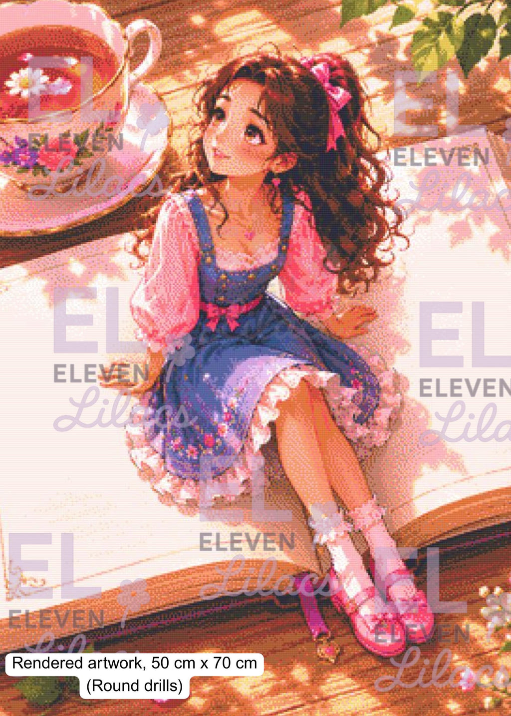 Her Tiny World of Books Diamond Painting Kit, Miniature Storybook Fantasy Diamond Art - Eleven Lilacs