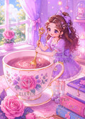 Her Tiny World of Tea Diamond Painting Kit, Miniature Storybook Fantasy Diamond Art - Eleven Lilacs