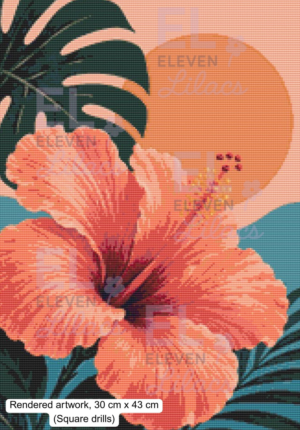 Hibiscus Tropical Sunset Diamond Painting Kit - Eleven Lilacs