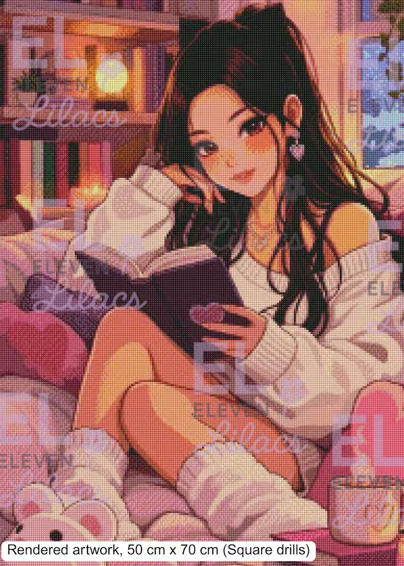 Cozy Reading Nook Diamond Painting Kit, Book Lover Art