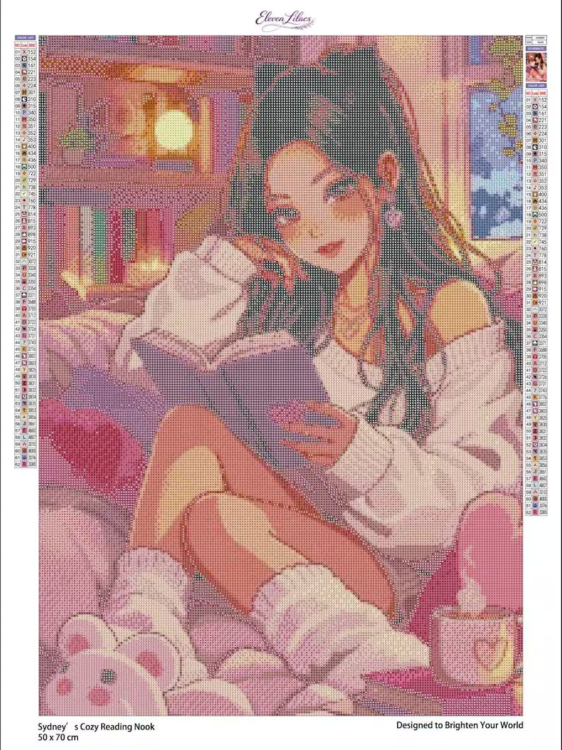 Cozy Reading Nook Diamond Painting Kit, Book Lover Art