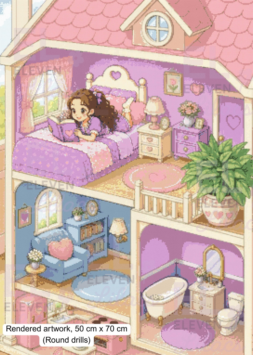 In Her Dollhouse Diamond Painting Kit, Tiny World Fantasy Home Art - Eleven Lilacs