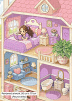 In Her Dollhouse Diamond Painting Kit, Tiny World Fantasy Home Art - Eleven Lilacs