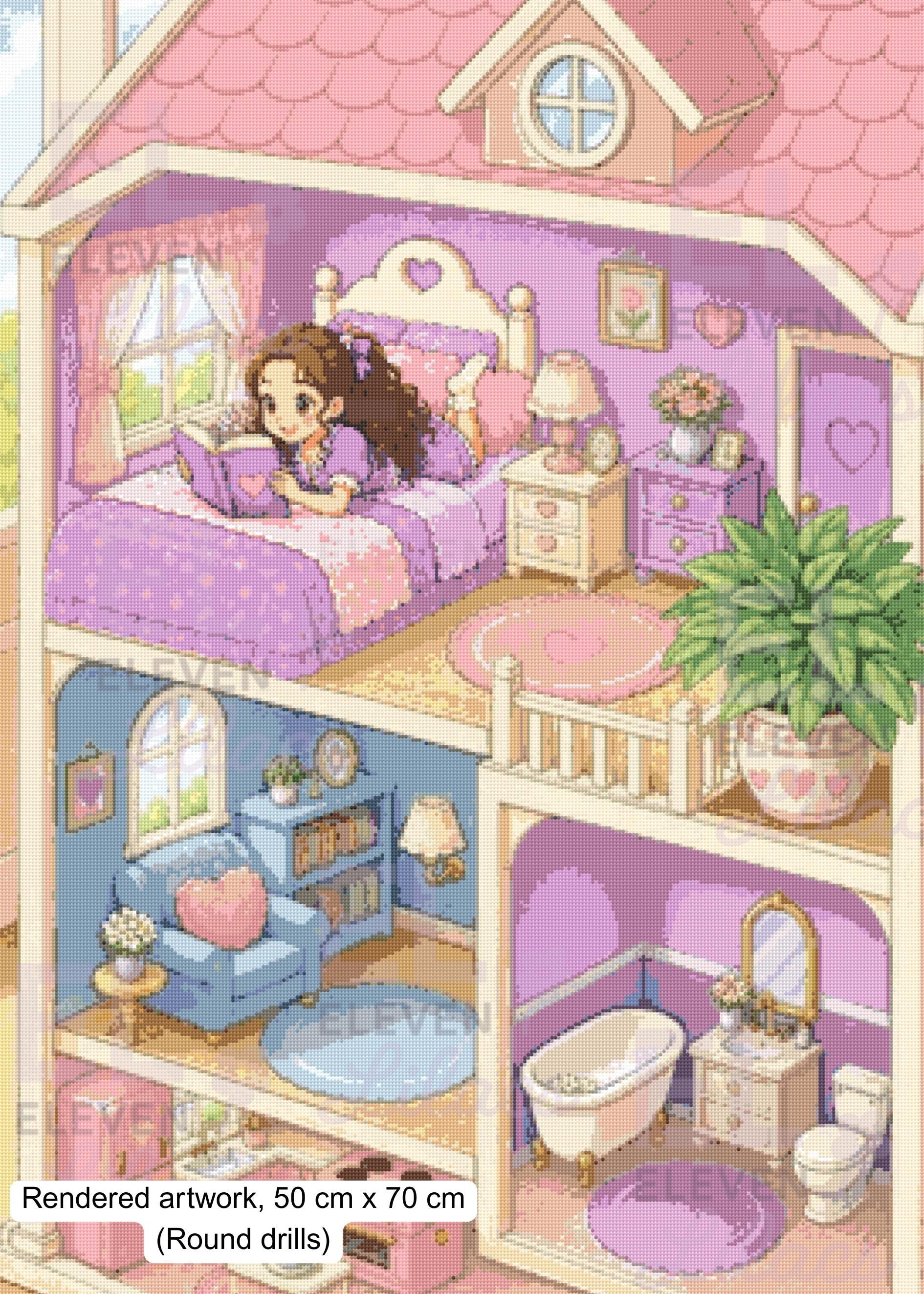 In Her Dollhouse Diamond Painting Kit, Tiny World Fantasy Home Art - Eleven Lilacs