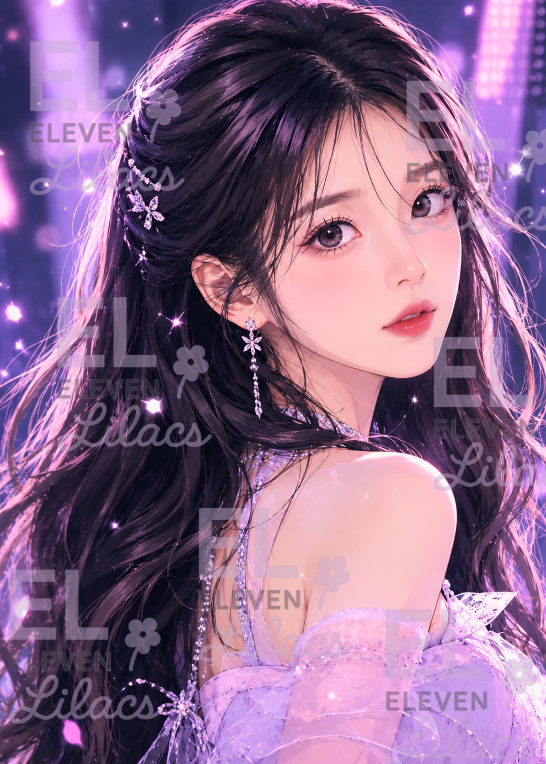 Lavender Glow Diamond Painting Art Kit, Anime Fantasy Art - Eleven Lilacs