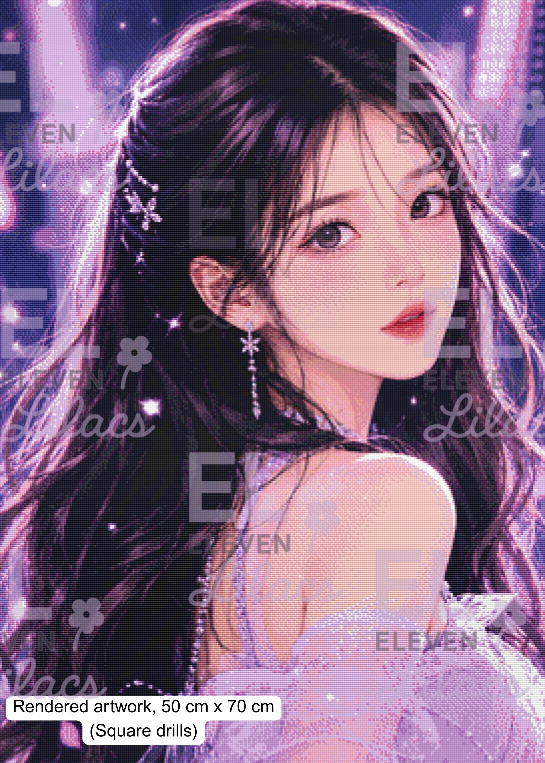 Lavender Glow Diamond Painting Art Kit, Anime Fantasy Art - Eleven Lilacs