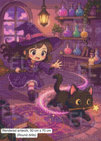 Little Mischief and Witch Diamond Painting, Magical Potion Room Art - Eleven Lilacs