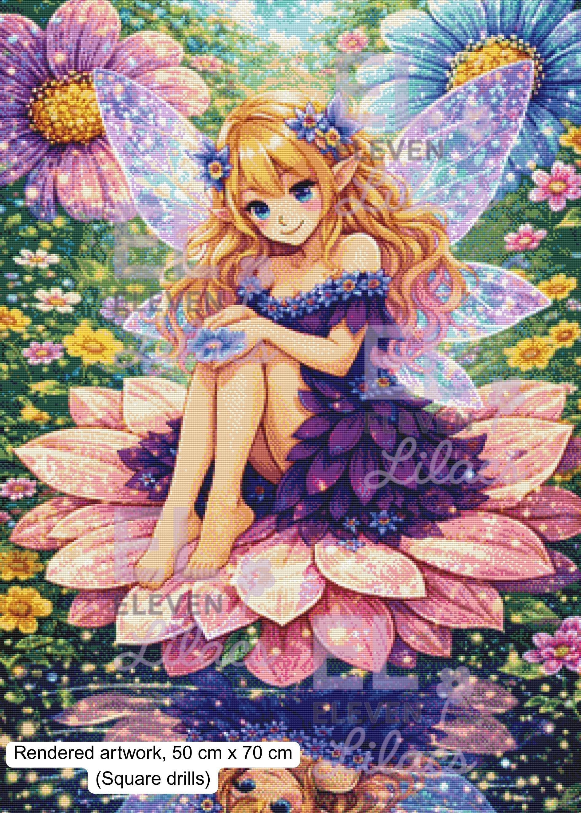 Lunaria Garden Fairy Diamond Painting Kit, Magical Flower Art, Enchanted Fantasy Art - Eleven Lilacs