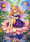 Lunaria Garden Fairy Diamond Painting Kit, Magical Flower Art, Enchanted Fantasy Art - Eleven Lilacs