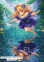 Lunaria Waterfall Fairy Diamond Painting Kit, Enchanted Forest Reflection Art - Eleven Lilacs