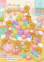 Macaron Bakery Diamond Painting Kit, Kawaii Baking Art, Pastel Scene - Eleven Lilacs