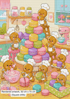 Macaron Bakery Diamond Painting Kit, Kawaii Baking Art, Pastel Scene - Eleven Lilacs