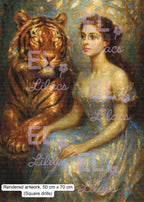 Maiden’s Guardian Diamond Painting Kit, Fantasy Tiger Art - Eleven Lilacs