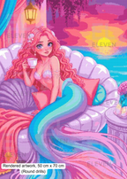 Mermaid Diamond Painting Kit, Pink Ocean Sunset Art - Eleven Lilacs