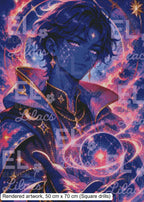 Orion Starcaller Diamond Painting Kit, Cosmic Fantasy Anime Art, Celestial Mage - Eleven Lilacs