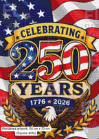 Patriotic Eagle Diamond Painting Kit, America 250 Years 1776-2026 - Eleven Lilacs
