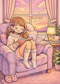 Quiet Moments, Cozy Reading Girl Diamond Painting Kit, Warm Sunset Scene - Eleven Lilacs