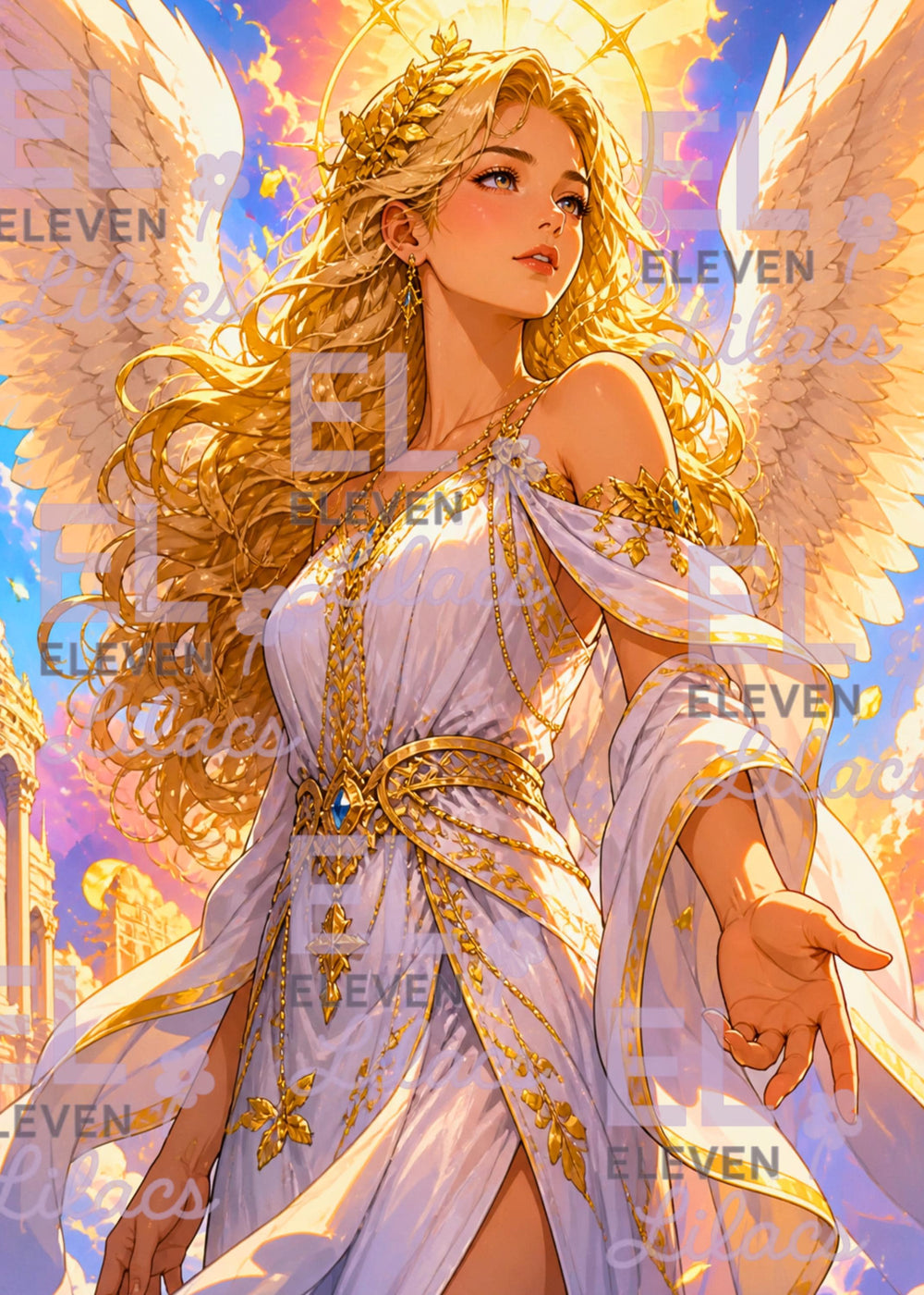 Seraphielle Angel Diamond Painting Kit, Celestial Fantasy Art - Eleven Lilacs
