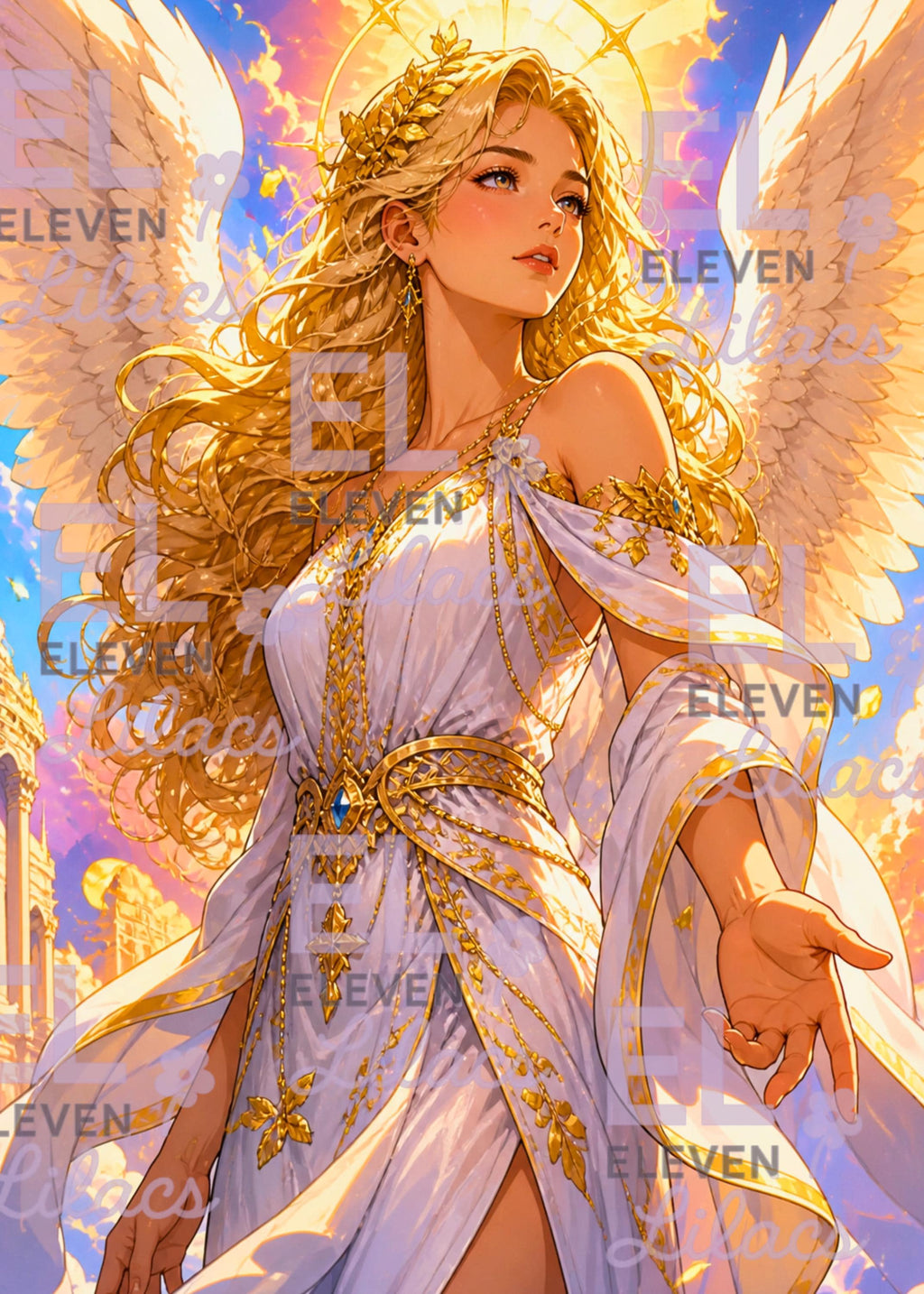 Seraphielle Angel Diamond Painting Kit, Celestial Fantasy Art - Eleven Lilacs
