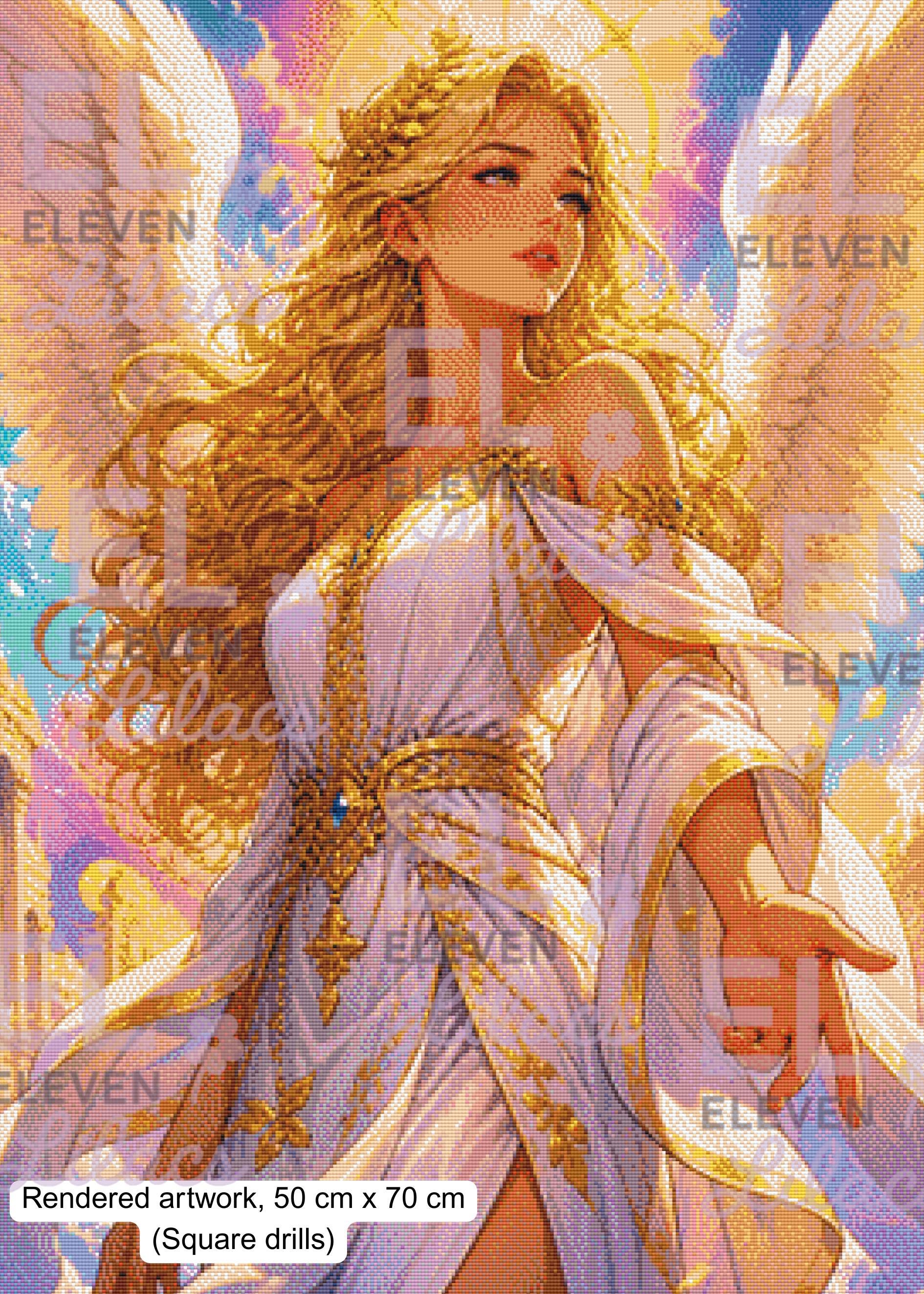 Seraphielle Angel Diamond Painting Kit, Celestial Fantasy Art - Eleven Lilacs