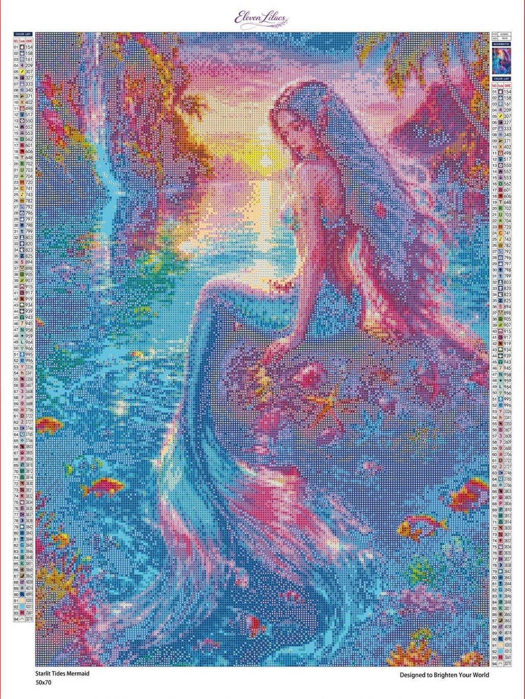 Starlit Tides Mermaid Diamond Painting Kit, Ocean Sunset Diamond Art - Eleven Lilacs