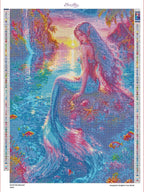 Starlit Tides Mermaid Diamond Painting Kit, Ocean Sunset Diamond Art - Eleven Lilacs