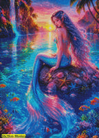 Starlit Tides Mermaid Diamond Painting Kit, Ocean Sunset Diamond Art - Eleven Lilacs