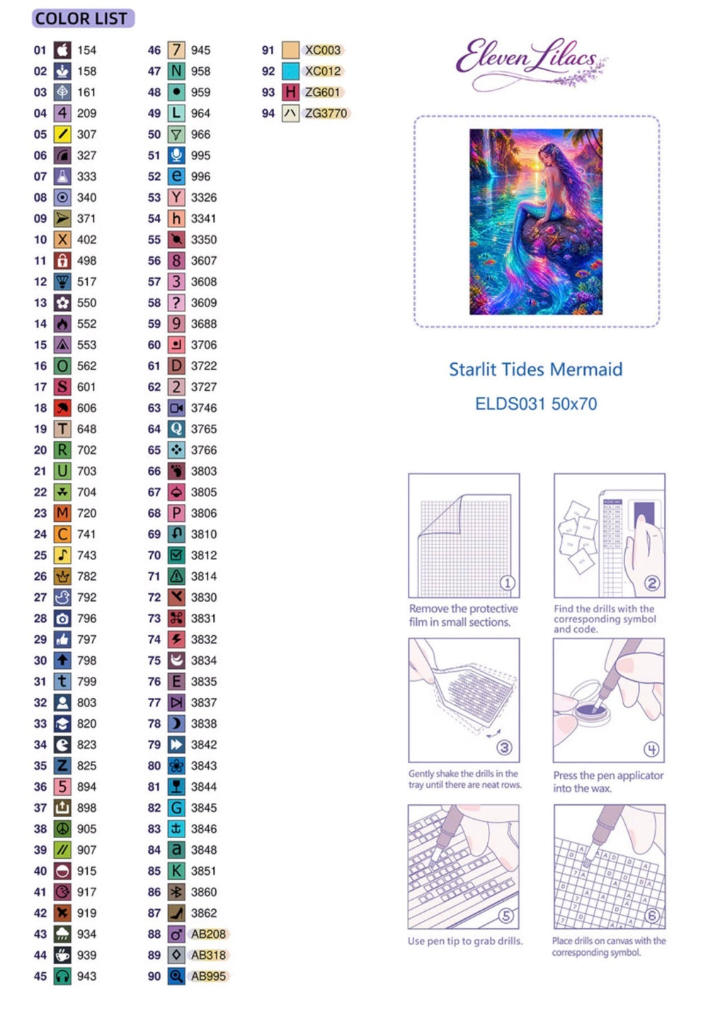 Starlit Tides Mermaid Diamond Painting Kit, Ocean Sunset Diamond Art - Eleven Lilacs