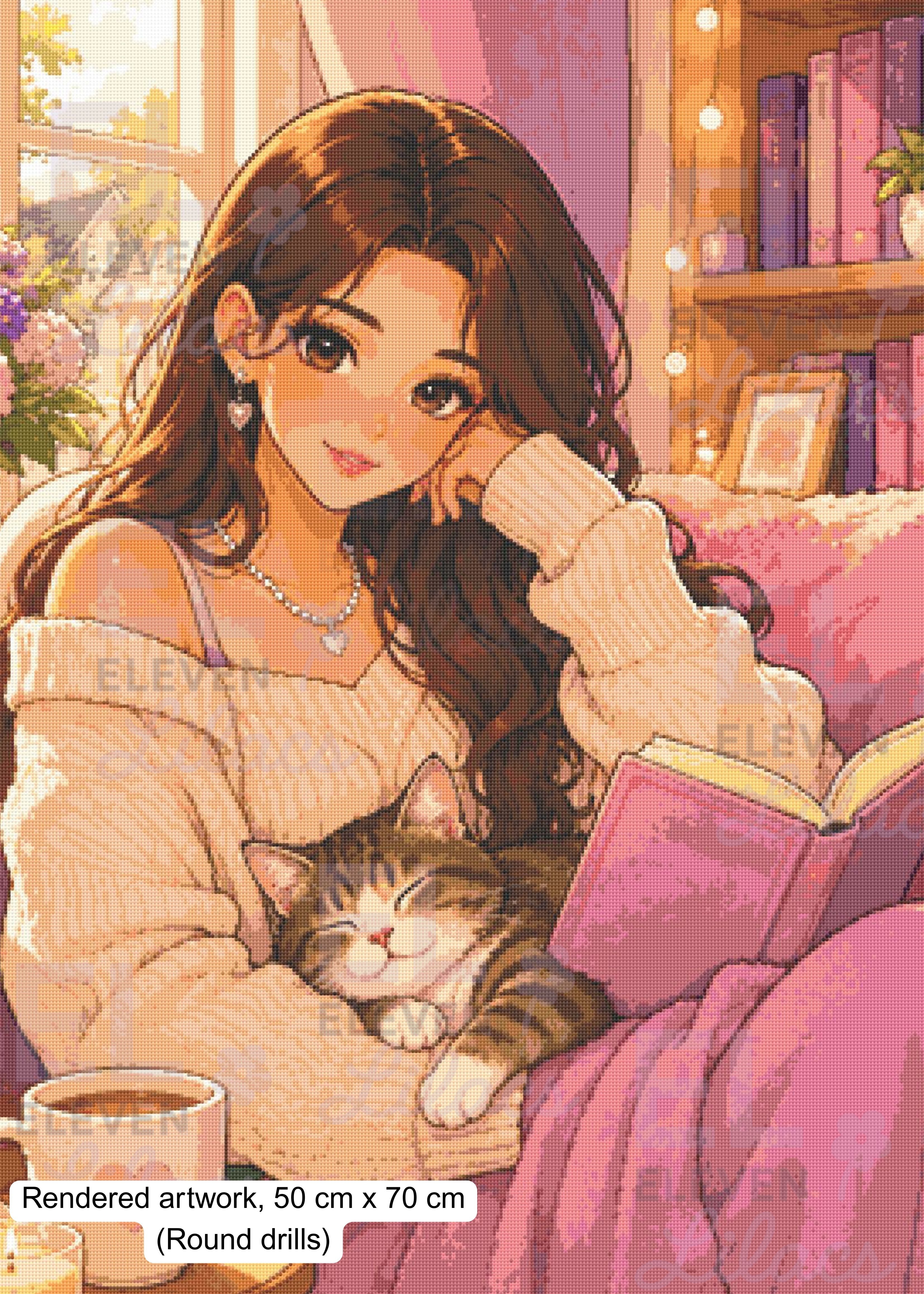 Sydney and Stripes: Snuggles & Stories Diamond Painting Kit - Eleven Lilacs
