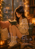 Sydney Reading with Stripes Diamond Painting Kit, Cozy Diamond Art - Eleven Lilacs