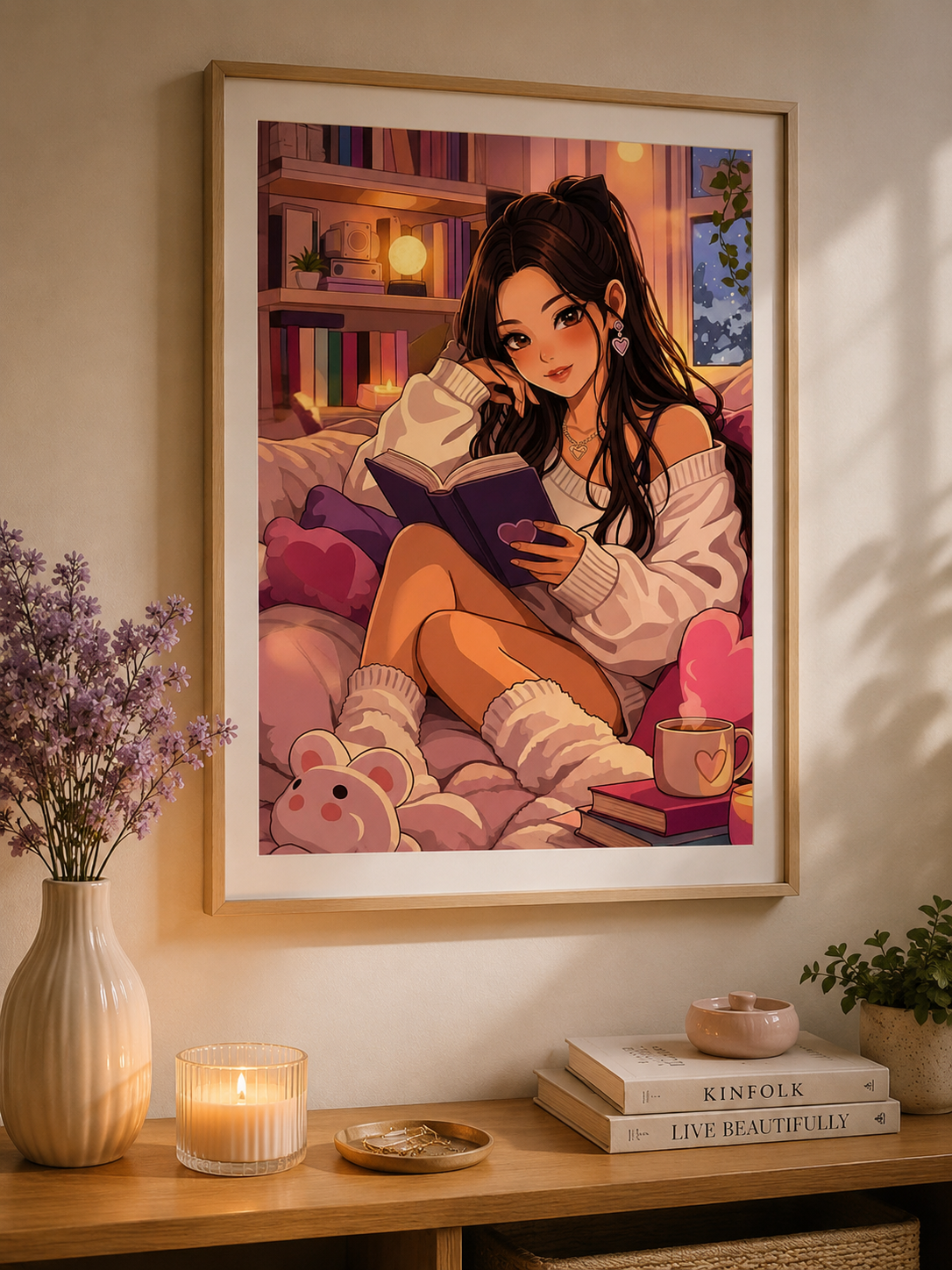Cozy Reading Nook Diamond Painting Kit, Book Lover Art