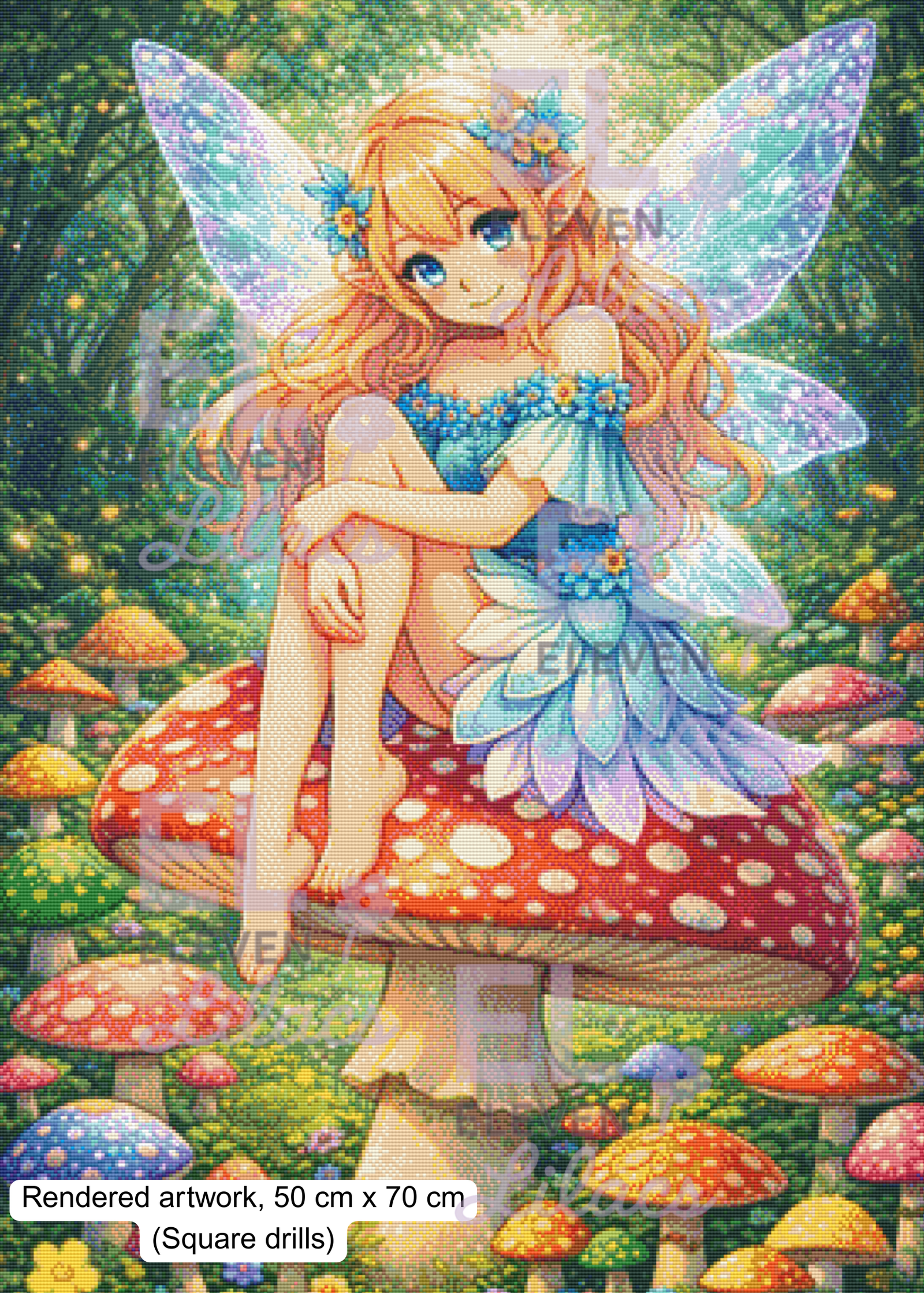 Lunaria A Fairy Mushroom Diamond Painting Kit, Magical Woodland Diamond Art 2 Fairy Mushroom Diamond Painting Kit square