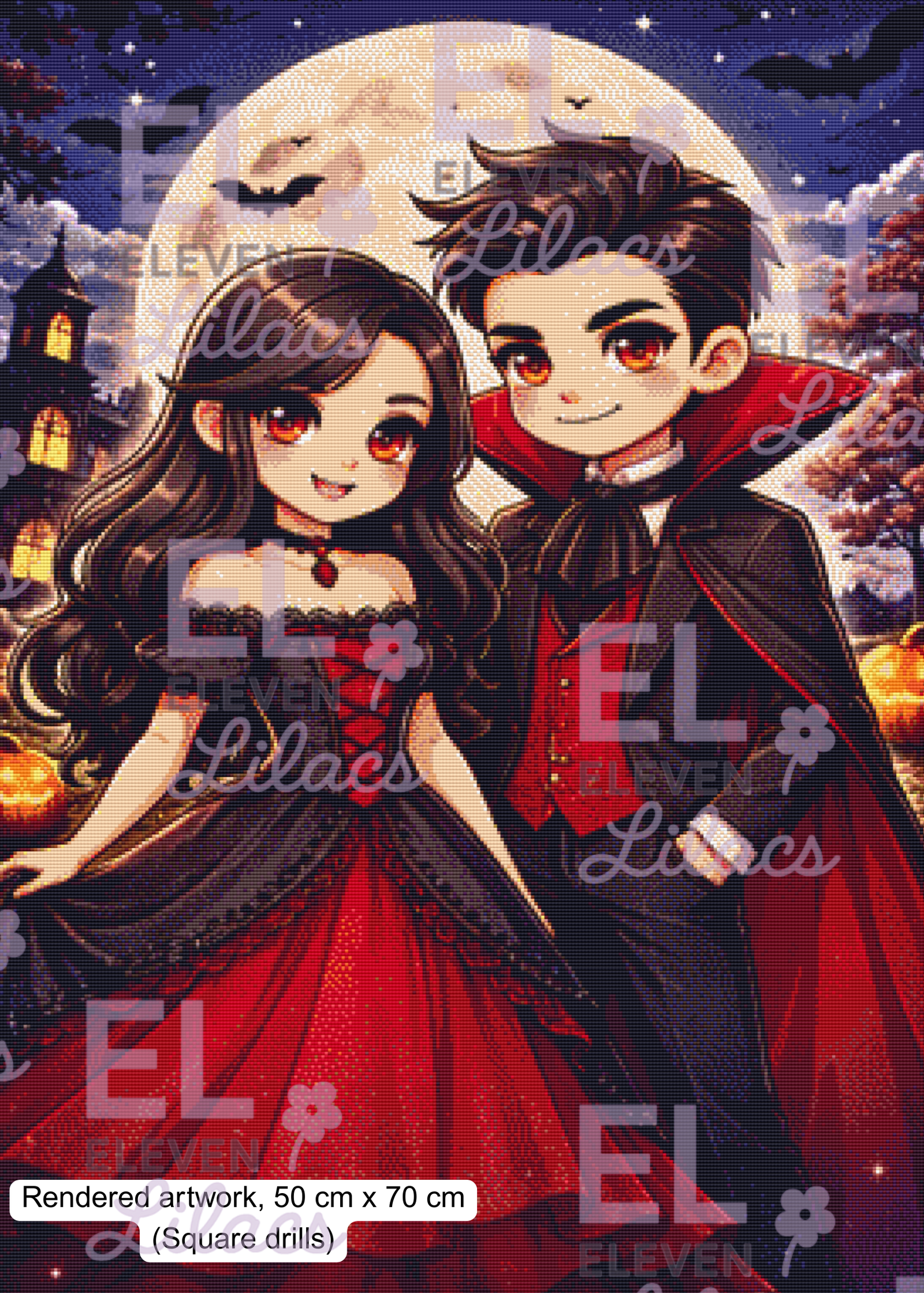Vampire Couple Diamond Painting Kit, Gothic Romance Halloween Diamond Art 2 Vampire Couple Diamond Painting Kit, Gothic Romance Halloween Art square
