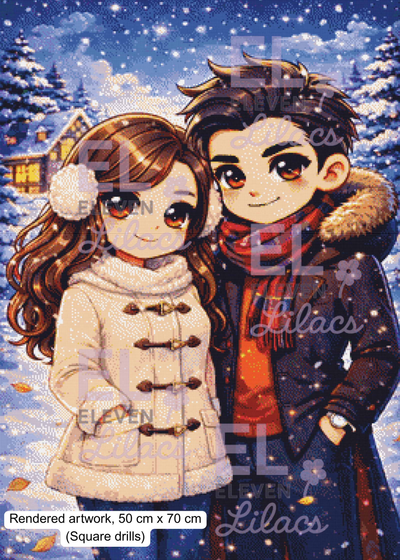 Winter Sweetheart Diamond Painting Kit, Couple Diamond Art 2 Winter Sweetheart Diamond Painting Ki square