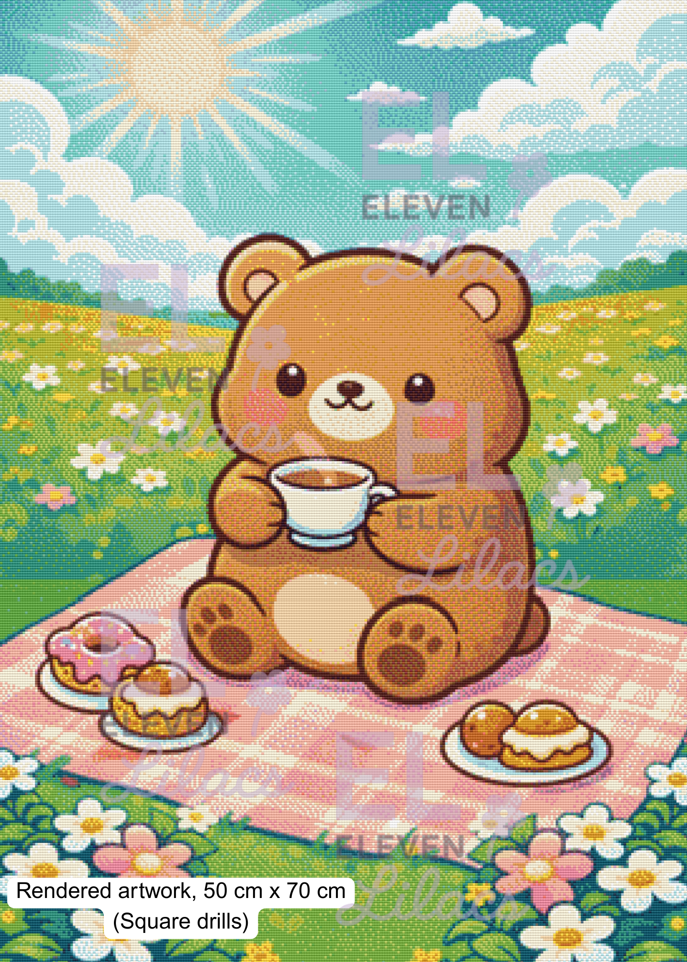 Cozy Bear Picnic Diamond Painting Kit, Teddy Bear Tea Time Art, Kawaii Diamond Art 2 Cozy Bear Picnic Diamond Painting Kit, Teddy Bear Tea Time Art, Kawaii diamond art, square
