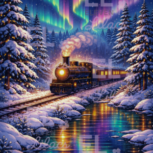 Aurora Borealis Train Diamond Painting Kit