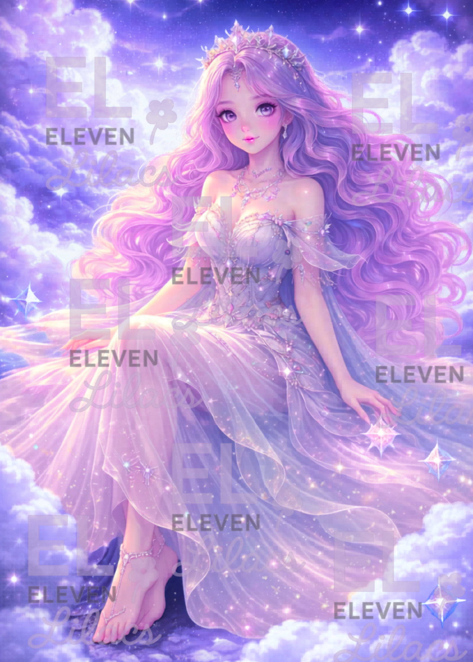 Celestine Among the Clouds Diamond Painting Kit, Pastel Fantasy Goddess Diamond Art, Magical Princess 1 Celestine Among the Clouds Diamond Painting Kit
