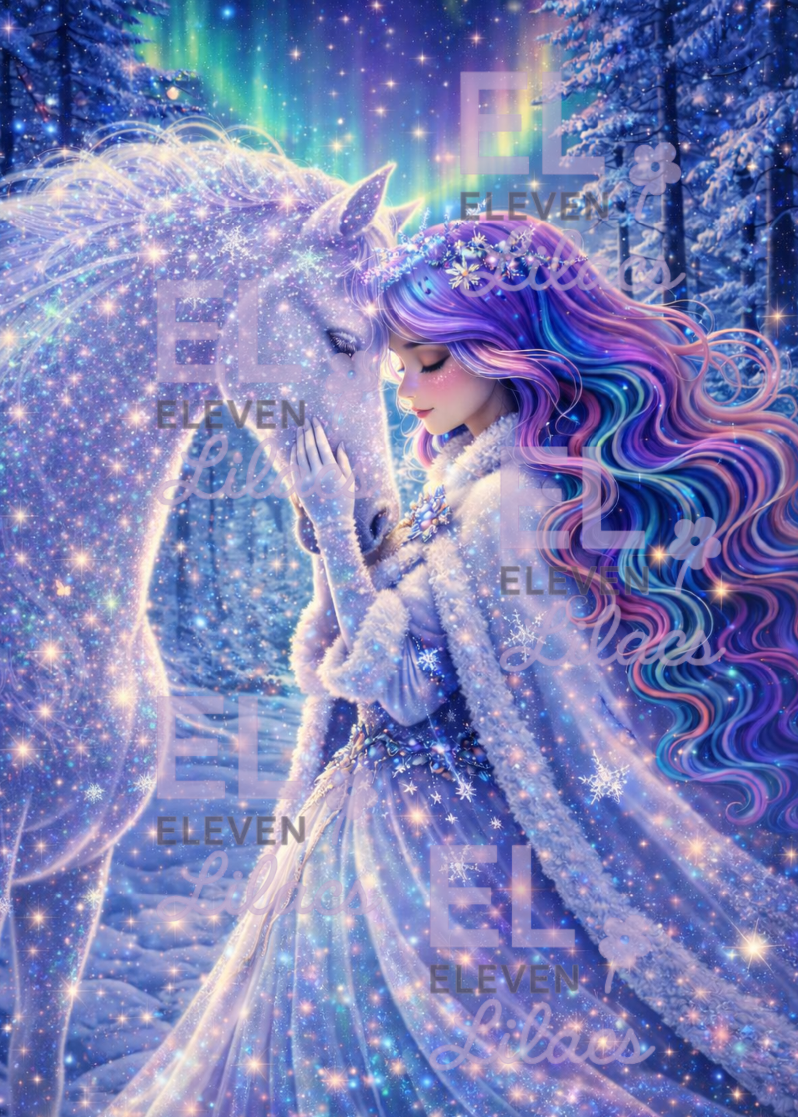 Celestine Starlight Spirit Diamond Painting Kit, Unicorn Fantasy Art, Winter Celestial Diamond Art 1 Celestine Starlight Spirit Diamond Painting Kit