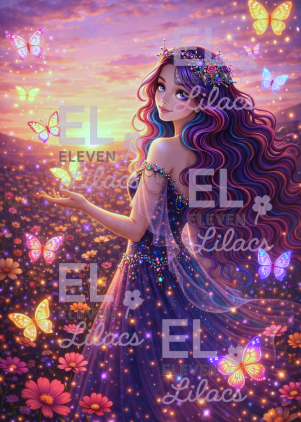 Celestine in the Meadow of Butterflies Diamond Painting Kit