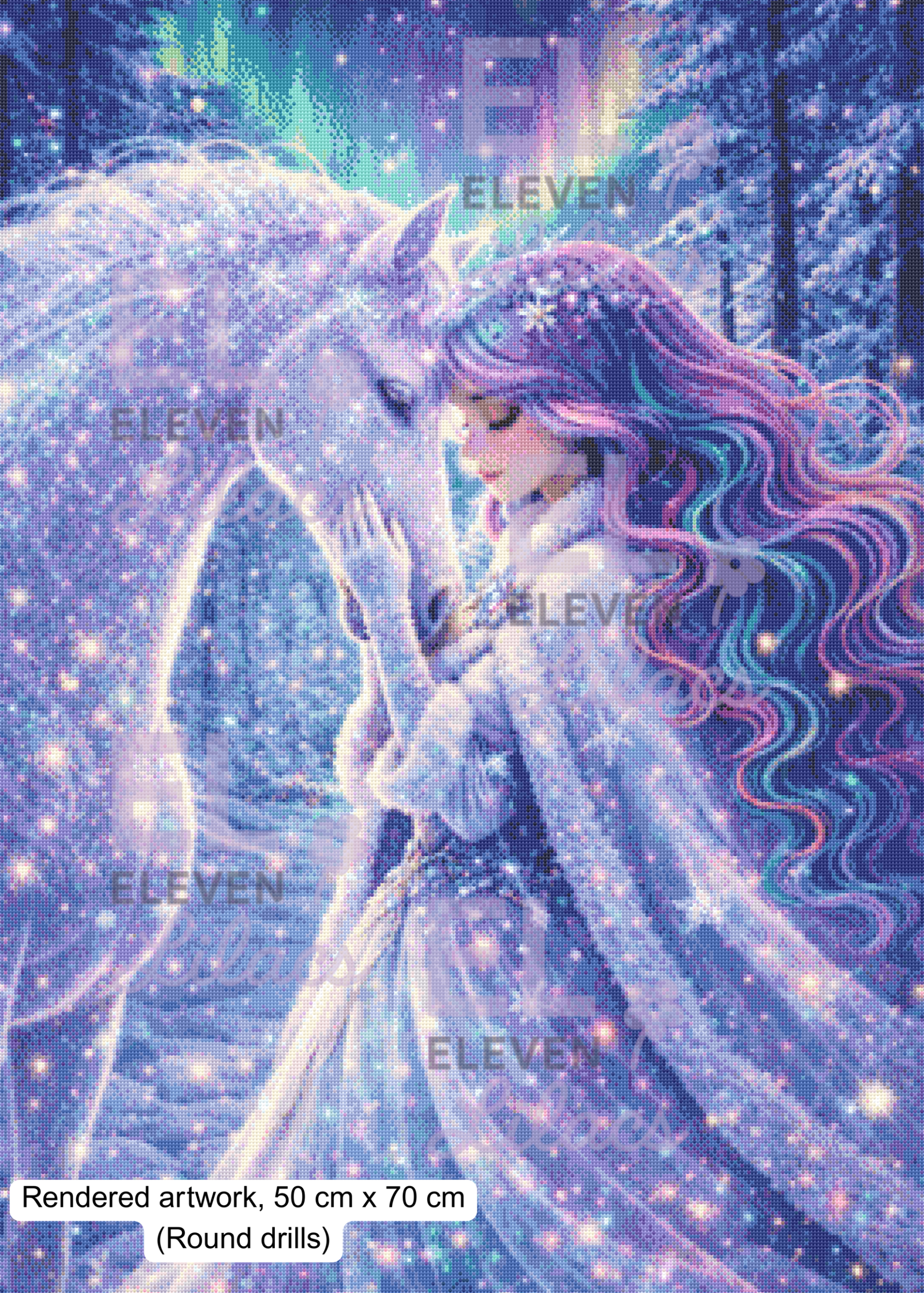 Celestine Starlight Spirit Diamond Painting Kit, Unicorn Fantasy Art, Winter Celestial Diamond Art 3 Celestine Starlight Spirit Diamond Painting Kit round